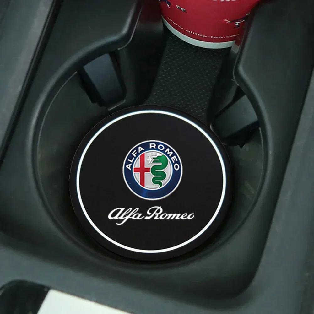 Car Stickers For Alfa Romeo For Alfa Romeo Giulia Stelvio Giulietta Mito Tonale Disco 2Pcs Car Coasters Water Cup Slots Non-Slip QI7