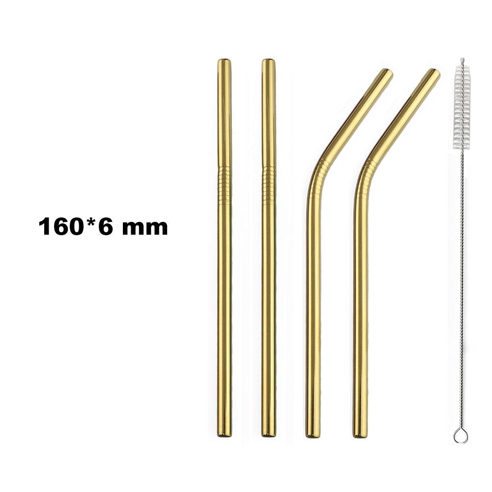 Fruit Juice Straws Mini 160mm Short Rainbow Stainless Steel Metal Straws Straight Bend Reusable Drinking Small 4Straw 1prush