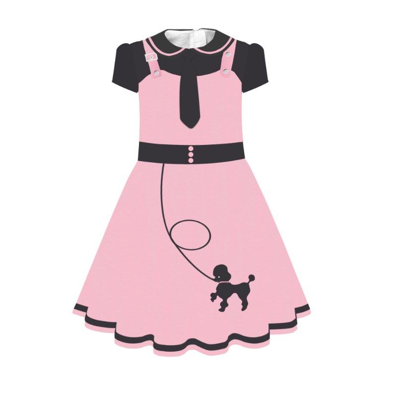 Halloween Kids Princess Dress Poodle Print Dress Costume