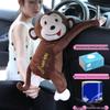 Cartoon Plush Monkey Tissue Box - Cute Car Hanging Pull-Out Cover