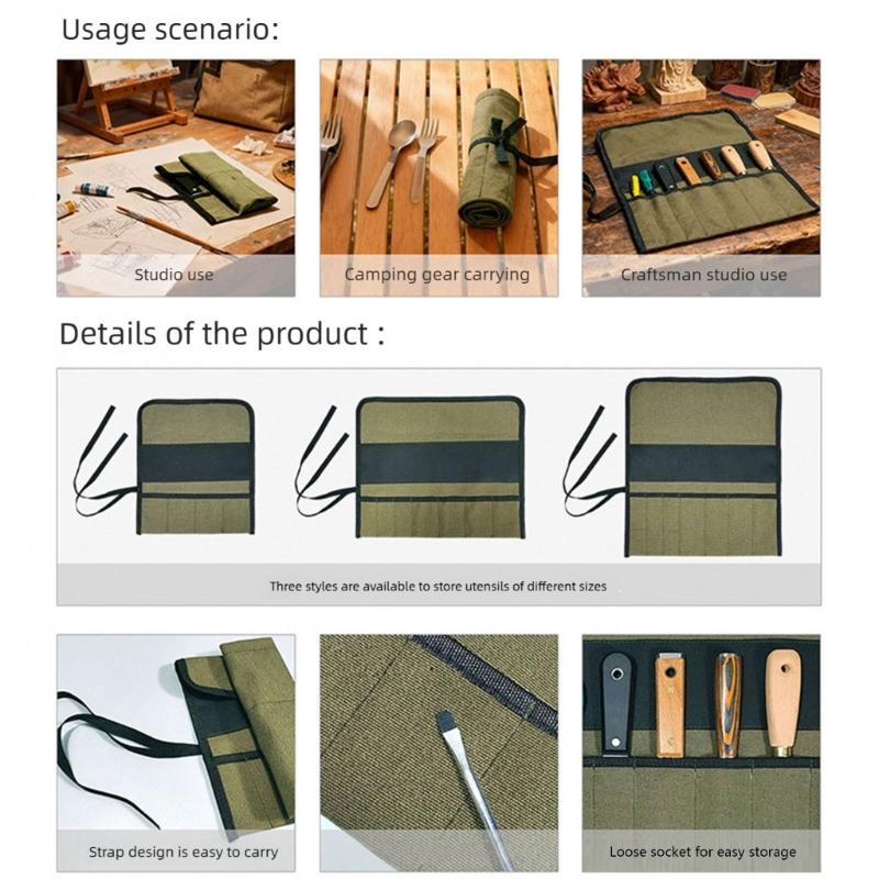 Sturdy Water resistant Tool Organizer Roll Up Pouch Foldable for Portable Storage Featuring Multiple Pockets Quick Access