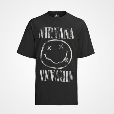 Retro Nirvana Smiley Bänder Musik Rock Grunge Kurt 80er Herren Bio T-Shirt Herren Damen T-Shirts Oberteil S-XXXL