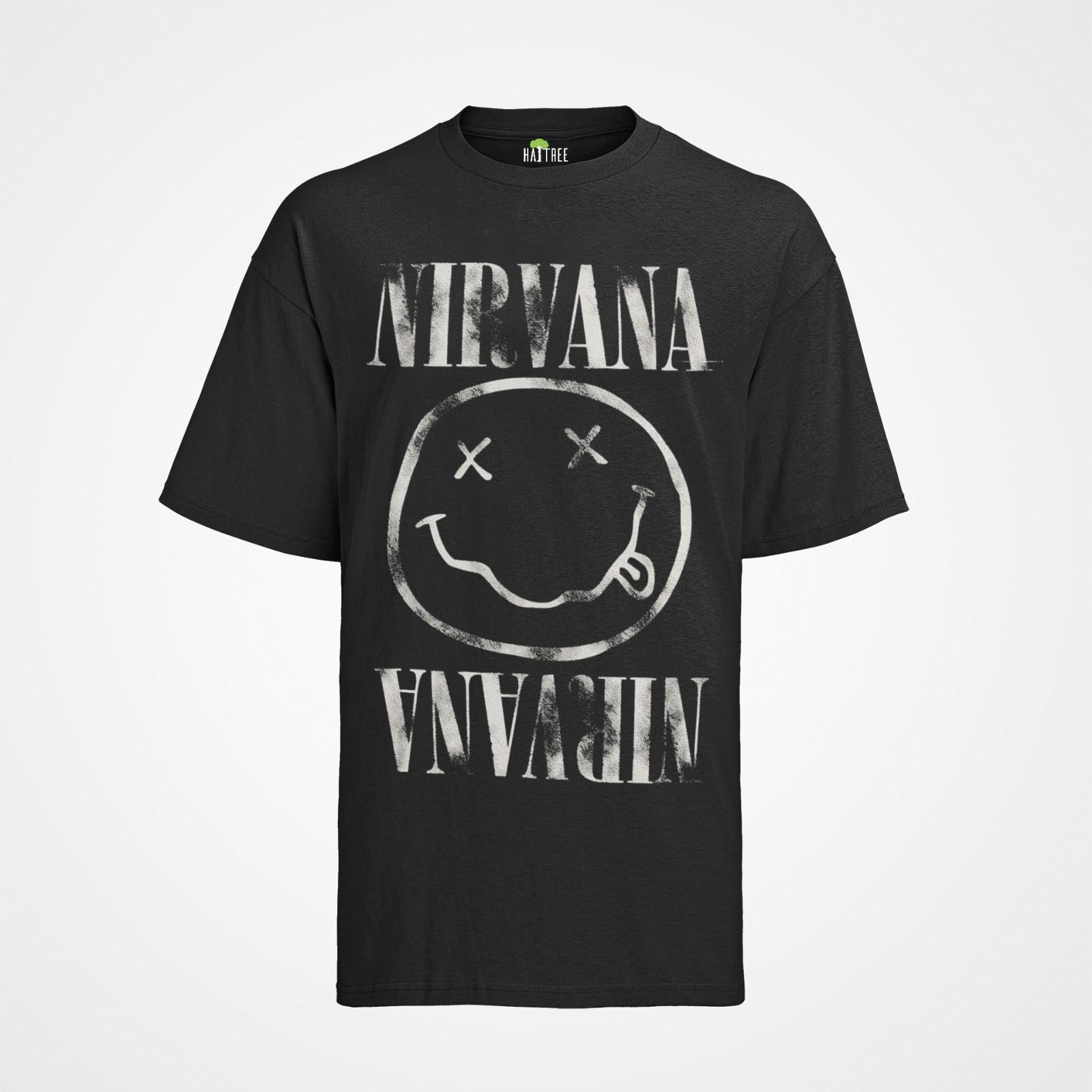 Retro Nirvana Smiley Bands Music Rock Grunge Kurt 80s Mens Organic T-Shirt Mens Womens Tees Top S-XXXL 2XL
