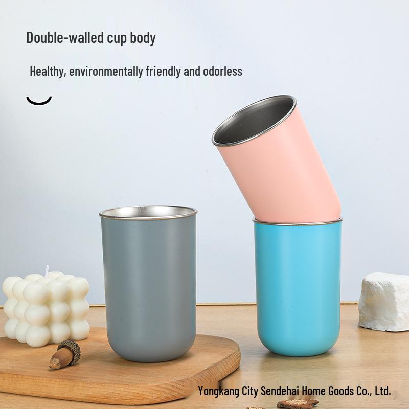 Stainless Steel Toothbrush and Mouthwash Cup Set for Couples and Kids