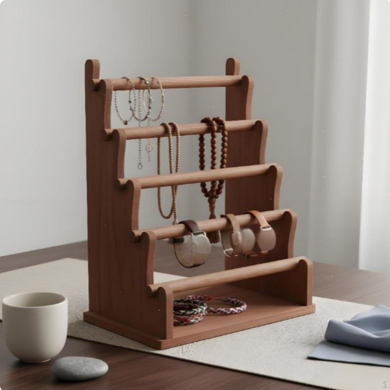 Watch and Bracelet Display Stand SpaceSaving Design Bangle Storage Organizer Solid Wood Construction