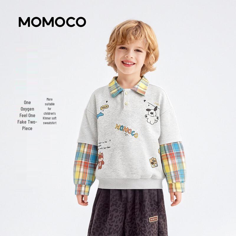MOMOCO Kids  Faux Two-Piece Lapel Sweatshirt 120