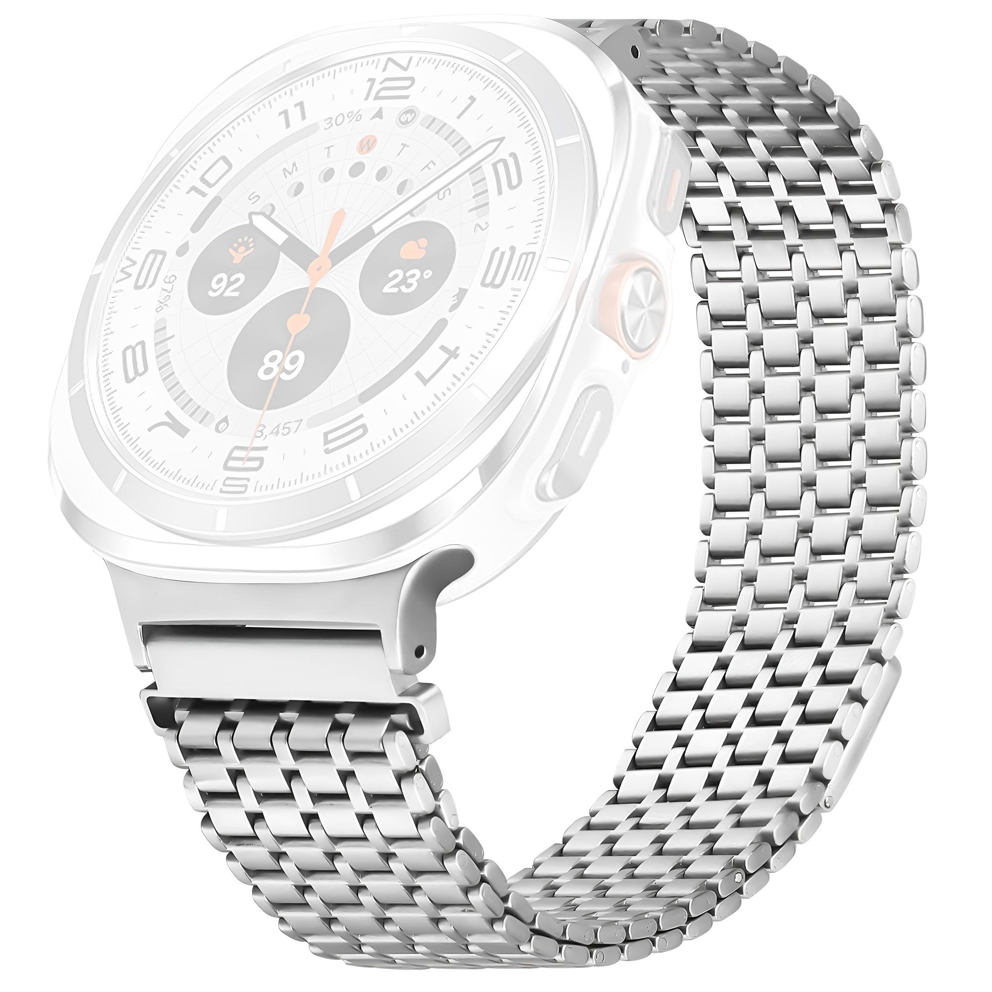 

Для Samsung Galaxy Watch Ultra 47mm Ремінець для годинника З нержавіючої сталі Магнітний Дев ятиланковий Петля Регульований Ремінець As shown A