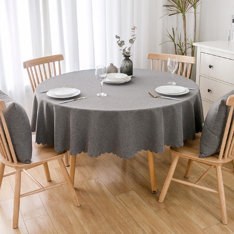 Waterproof Oil-Proof Solid Color Round Tablecloth for Dining, Hotel, and Home