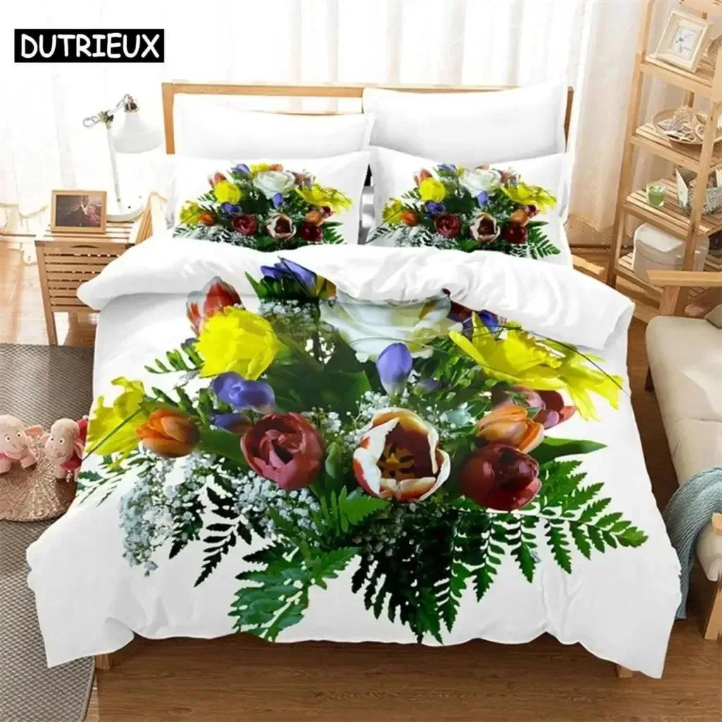Luxury New 3D Print Tulip Comfortable Duvet Quilt Cover Pillowcase Bedding Set Children Bedroom Decoration Home Textile