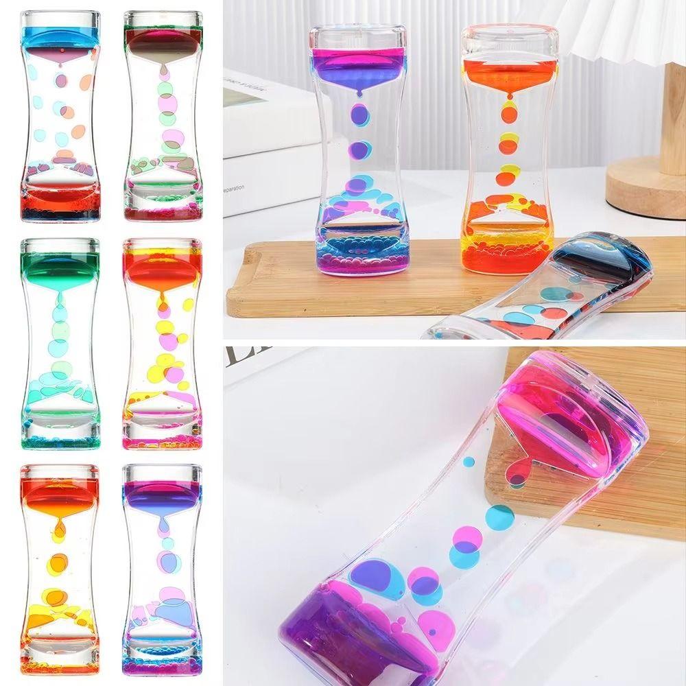 Creative Floating Motion Bubble Timer Acrylic Movement Sensory Toys Oil Hourglass Desktop Decor