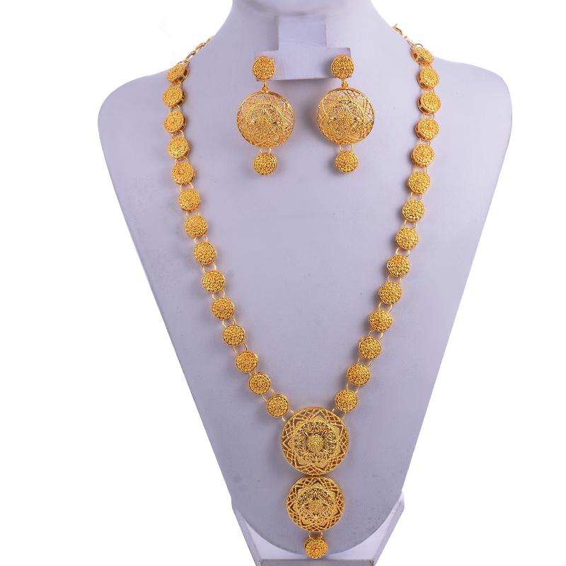 

Wando комплект ювелирных изделий золотого цвета медное ожерелье серьги арабский Дубай свадебная вечеринка ювелирный набор подарки группа Подарочная коробка