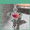 Gothic Dark Cross Heart Pendant Necklace With Vintage Finish For Men And Women