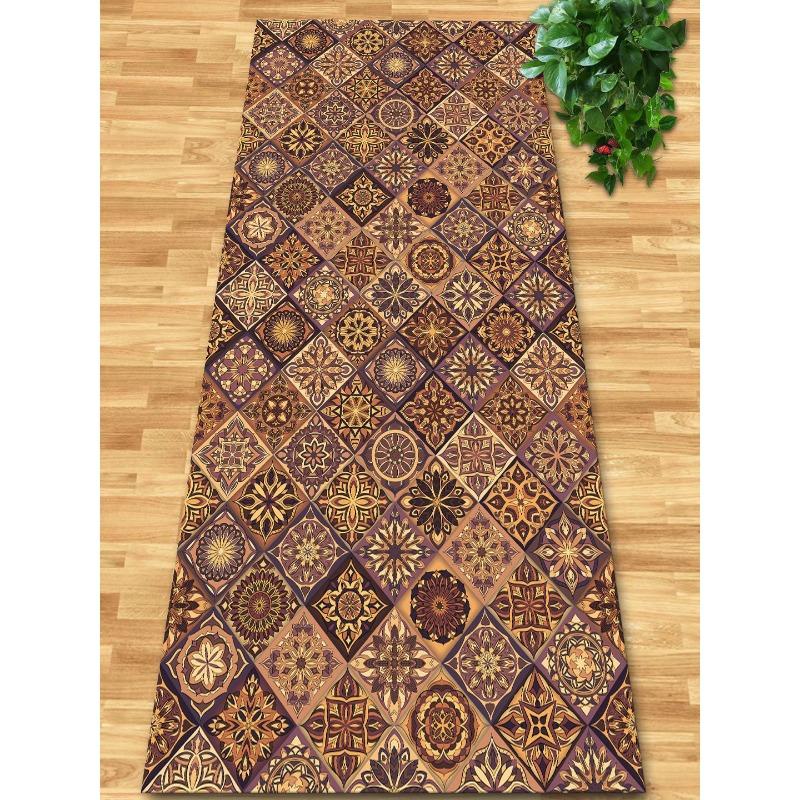 Flowers and Plank Home Balcony 3D Passageway Long Corridor Carpet Spring Floral Pattern Entryway Stairway Rugs Room Aisle Mat
