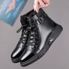ModeBritische Winterwarme High-Top-Arbeitsstiefel für Herren Neue Designer Weichsohlige Lederschuhe Herrenmode Schwarze Plateau Herren Stiefeletten