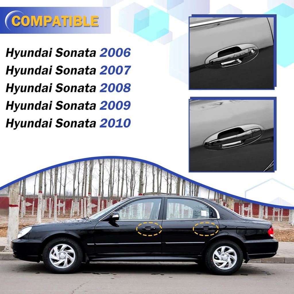 4Pcs Front Rear Left Right Exterior Door Handle Driver Passenger Side for 2006-2010 Hyundai Sonata 826513K000