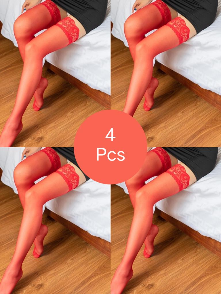 Sexy Women's Flower Transparent Silk Stocking Female Black Slim Hosiery High Knee Cuff Tights Elastic Fashion High Stockings