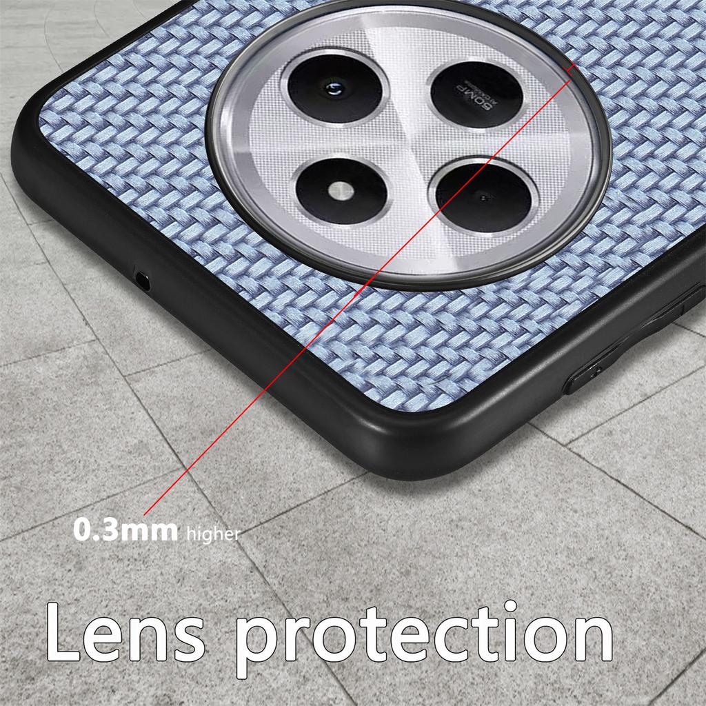 Phone Case For Xiaomi Redmi 14C 4G/14R 5G/Poco C75 4G Carbon Fiber Texture PU+PC+TPU Back Cover