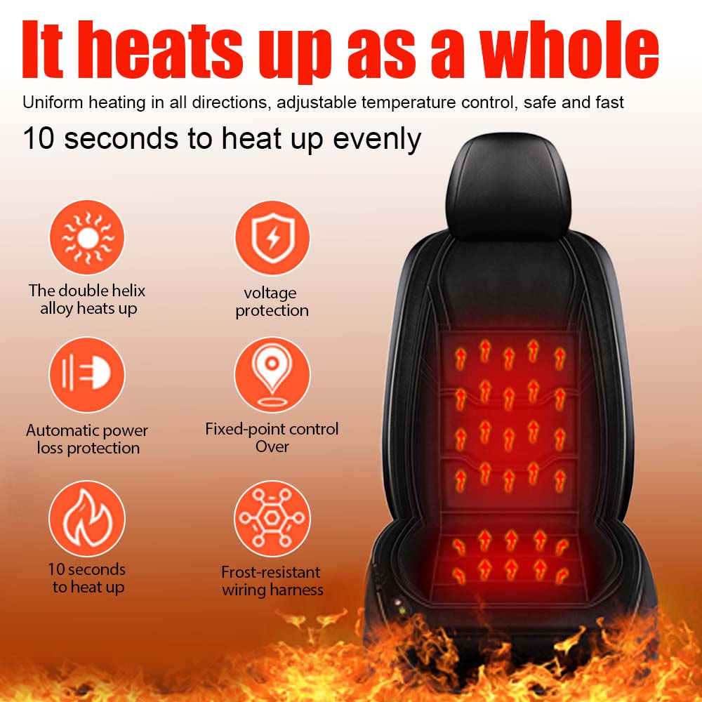 12-24V Car Heated Seat Cushion Warm Winter Universal Fast Heating Pad Seat Covers Swan Velvet Seat Protector for Tesla Benz Etc.