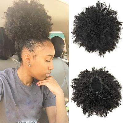 Cute Big Curly Puff  Natural Black  Jerry Curly Ponytail Synthetic Hair Band