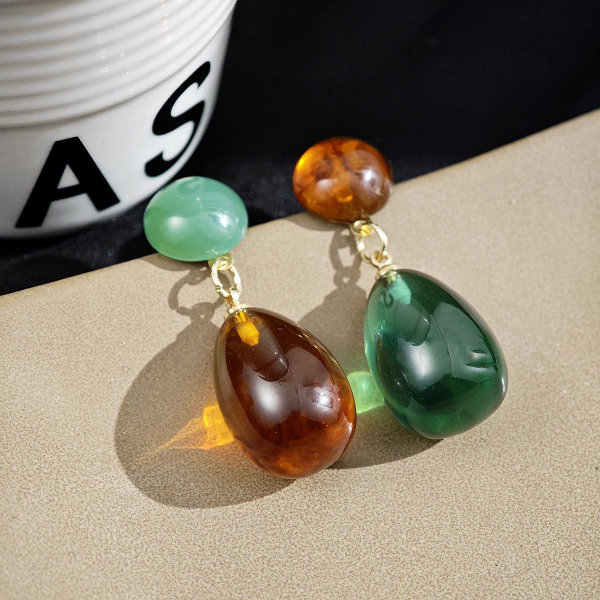 Морская Зелень Легкая Роскошь Геометрические Серьги-Капли Воды Высококлассный Нишевый Дизайн Серьги с Чистой Атмосферой Женские Серьги