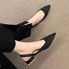 Vår Sommar Klackar Dammode Spetsig Tå Pumps Slingbacks Sandaler Bekväma Liten Klack Slip-on Skor Dam Vardagsskor