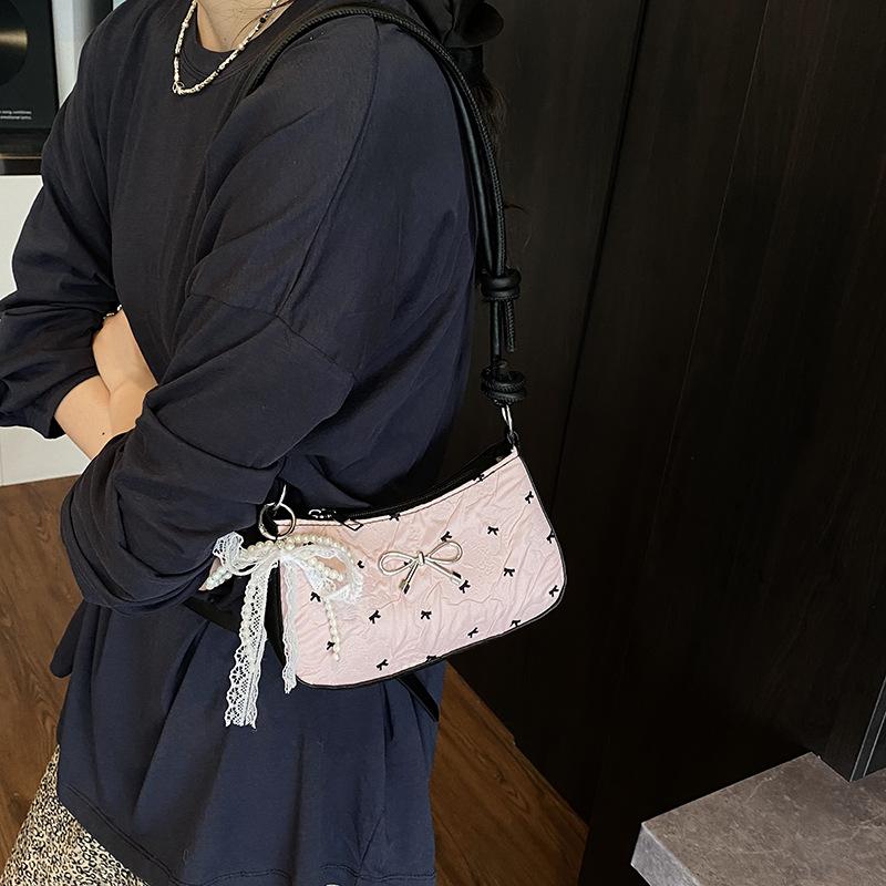 Bow Casual Fashion 2025 Summer Trend Foreign Style New Simple Design Single Shoulder Handbag Women