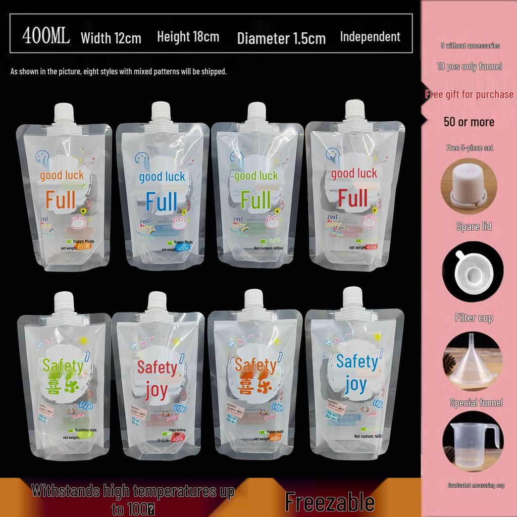 Disposable Transparent Spout Bag for Soy Milk, Chinese Medicine, Soup, or Beverages - Self-Standing and Convenient for Takeaway