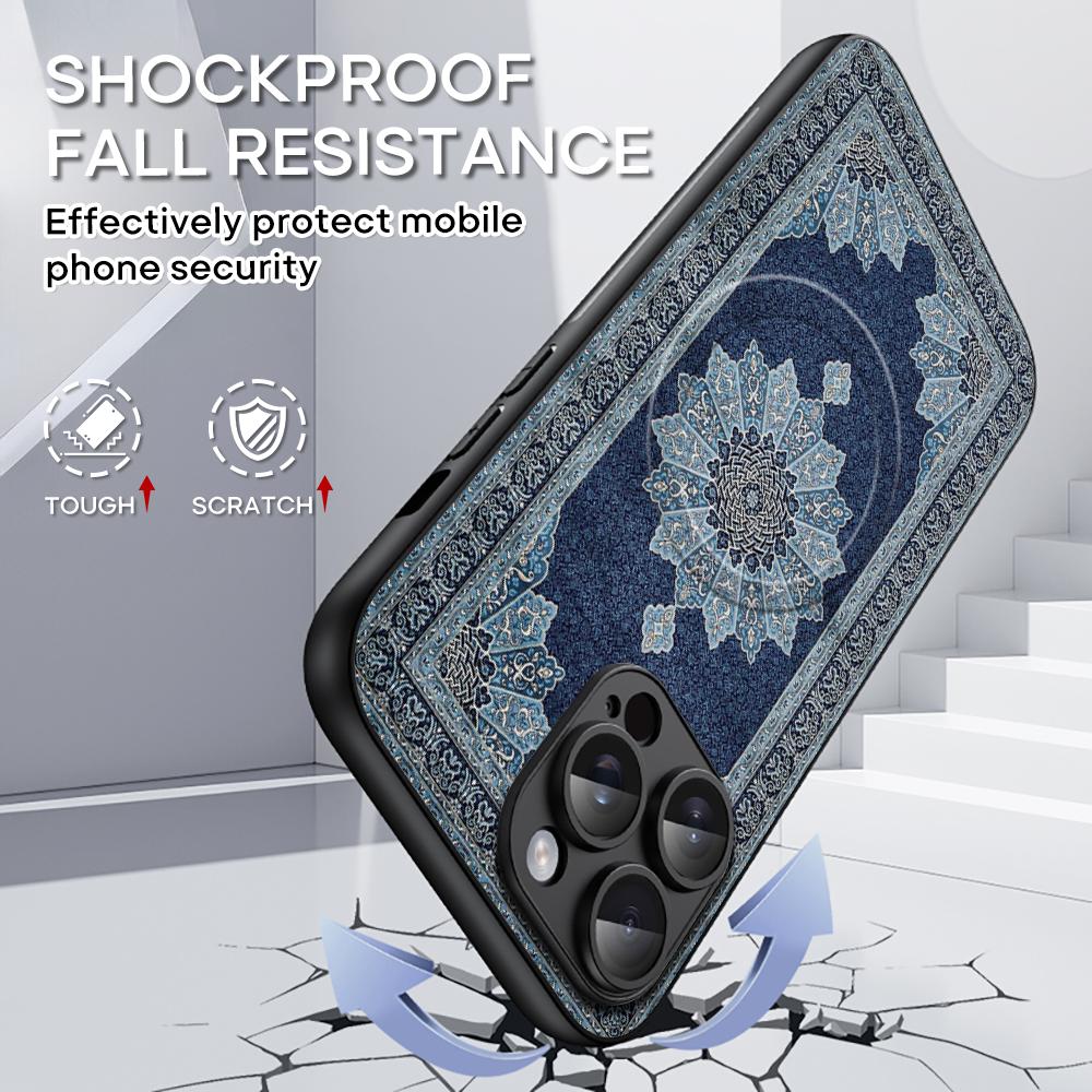 Persian rug floral art design ins Phone Case For iPhone 17 16 15 14 13 12 11 Plus Pro Max High-end Luxury Magsafe Sheepskin