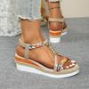 Fashion Wedge Sandals  Women 2025 Summer New Style Bohemian Style Elastic Band Casual Platform Sandals for Women Sandalias De Mujer