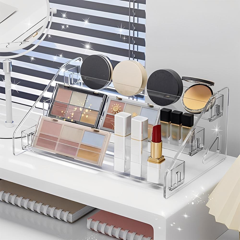 Clear Ladder Design Multilayer Makeup Organizer Durable Storage Rack with Multiple Tiers for Cosmetics, Makeup Brush Storage