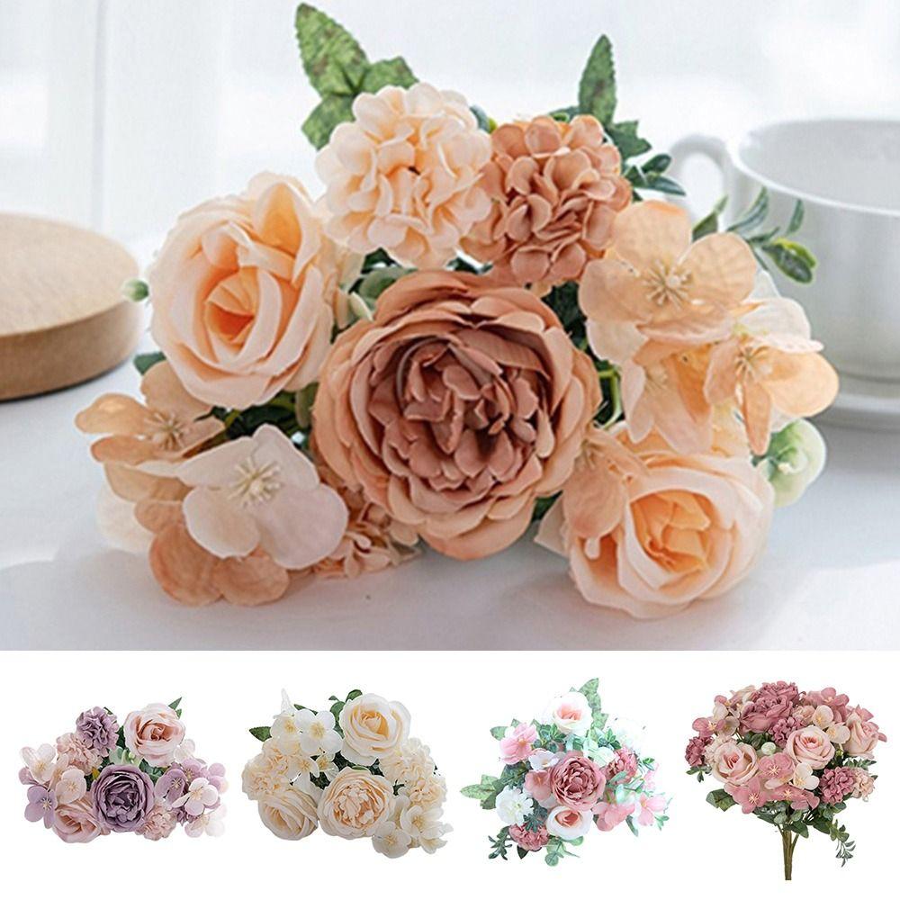 7 Forks Artificial Rose Flower Multicolor Photo Props Faux Peony Flower DIY Accessories Floral Arrangement Wedding Ornament