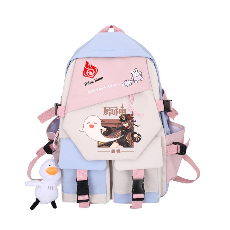 Large Capacity Schoolbag with Shoulder Strap; Student Three-piece Pencil Case Set
