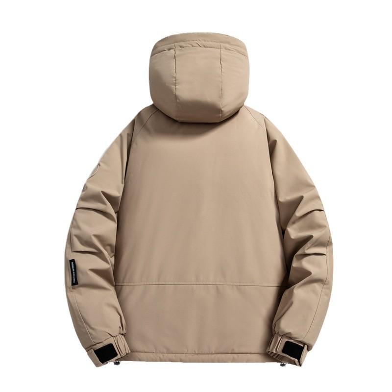 Pánská ležérní bavlněná bunda s kapucí, jednobarevná, zimní, pro každodenní nošení