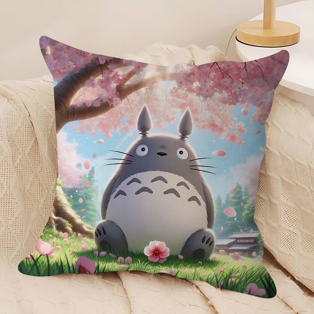 Anime M-Mein Nachbar Totoro Ahornblatt Design Kissenbezug Fröhliche Herbsternte Deko Feiertagsdeko Kissenbezug