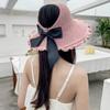 Summer Big Bows Ruffle Brim Cap Fordable Bucket Panama Caps New Knitted Free Top Sun Hat