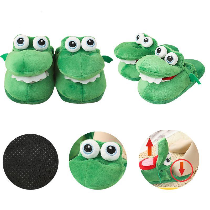 Fun Crocodile Plush Cotton Slippers Soft Non-slip Home Footwear