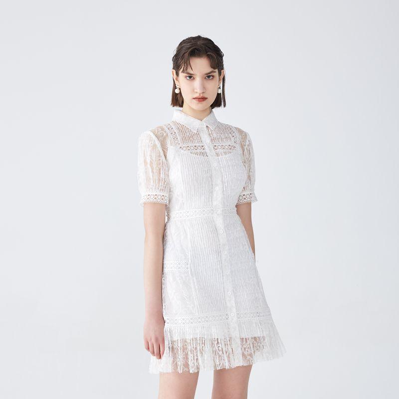 

Obeg Retro Dress 23 Summer New Patchwork Shirt Rice White 155/XS/34