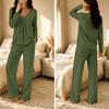 Women's V-Neck Loose Fit Pajama Set with Pants - Color Casual Two-Piece Nightwear