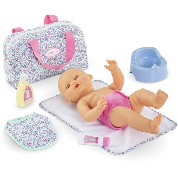 Accessoires poupons - COROLLE - Coffret Accessoires à Langer Floral - 7 accessoires - dès 2 ans