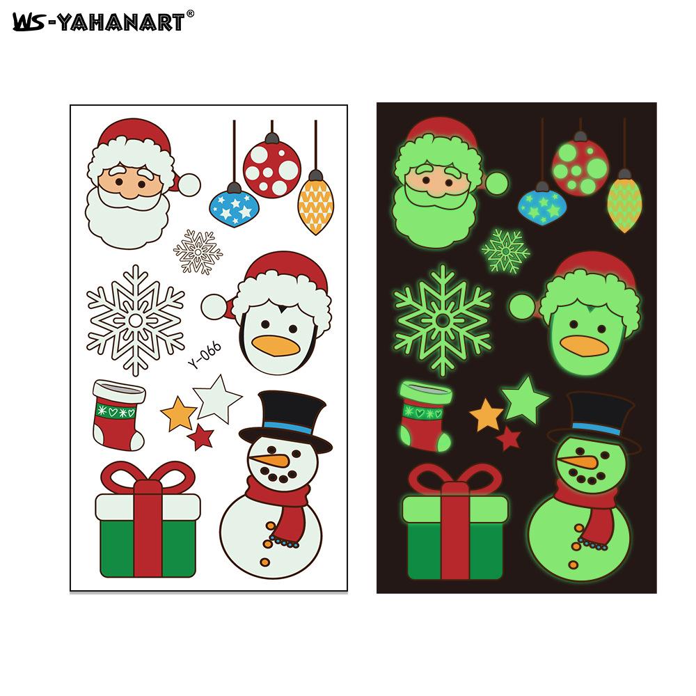Creative Luminous Christmas & New Year Tattoo Stickers for Kids - Snowflake & Santa Designs