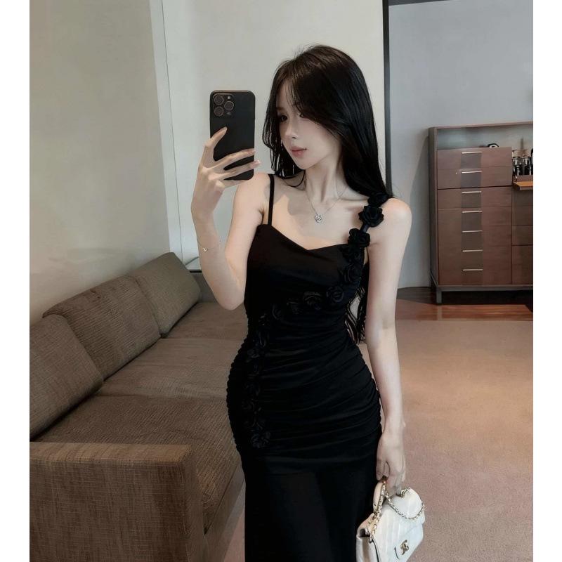 Floral Patchwork Mesh Sling Maxi Dress - Sexy Slimming Bodycon Skirt for Women