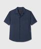 Beleun Tencel Open Collar Half Shirt (Navy)