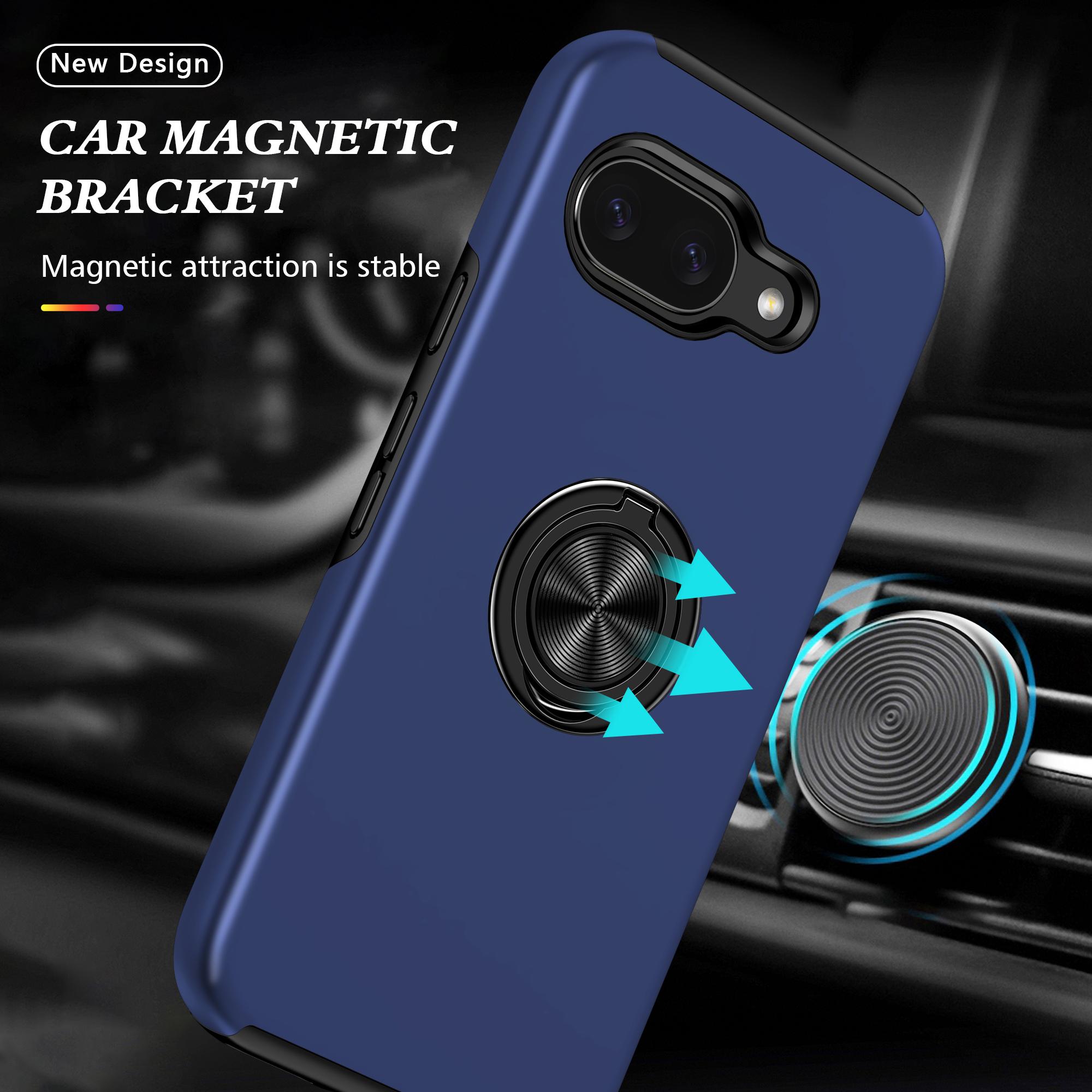 

For Google Pixel 9a Case PC+TPU Phone Cover with Rotatable Ring Holder Purple