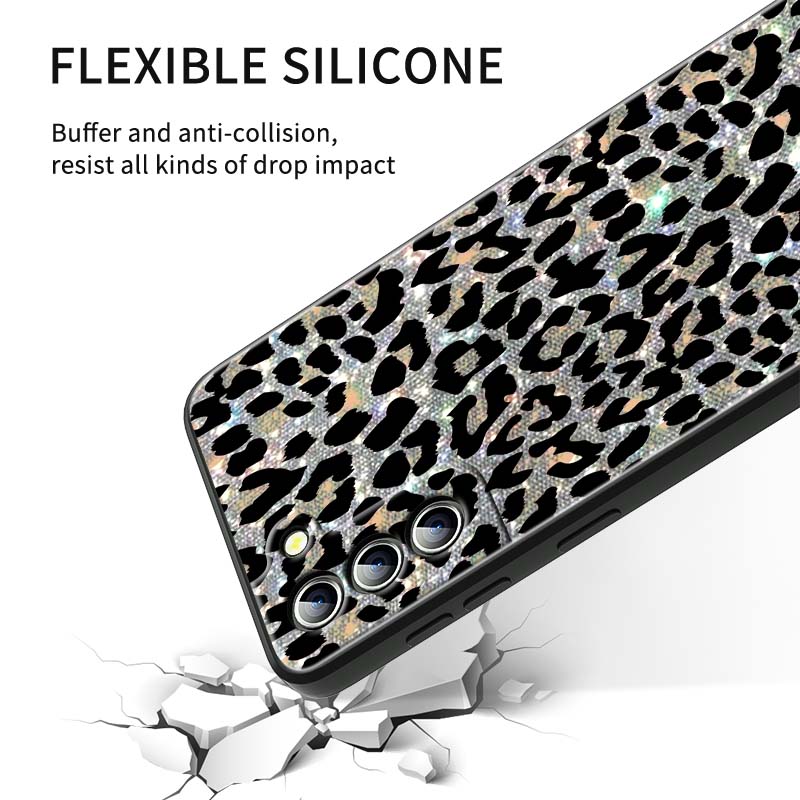 Luxurious leopard print pattern Phone Case For Samsung Galaxy S26 S25 S24 S23 S22 S21 S20 Ultra Plus FE 5G Black Soft TPU