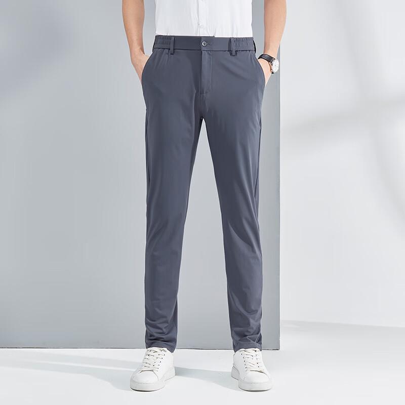 ROMON Men's Ice Silk Quick-Dry Straight-Leg Casual Dress Pants