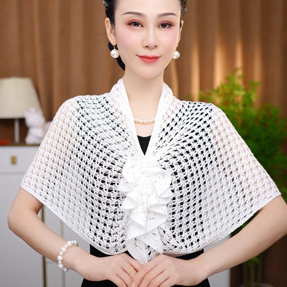 Front Buckle Design Cutout Wrap Sparkly Design Ice Silk Wrap Triangle Shawl Travel