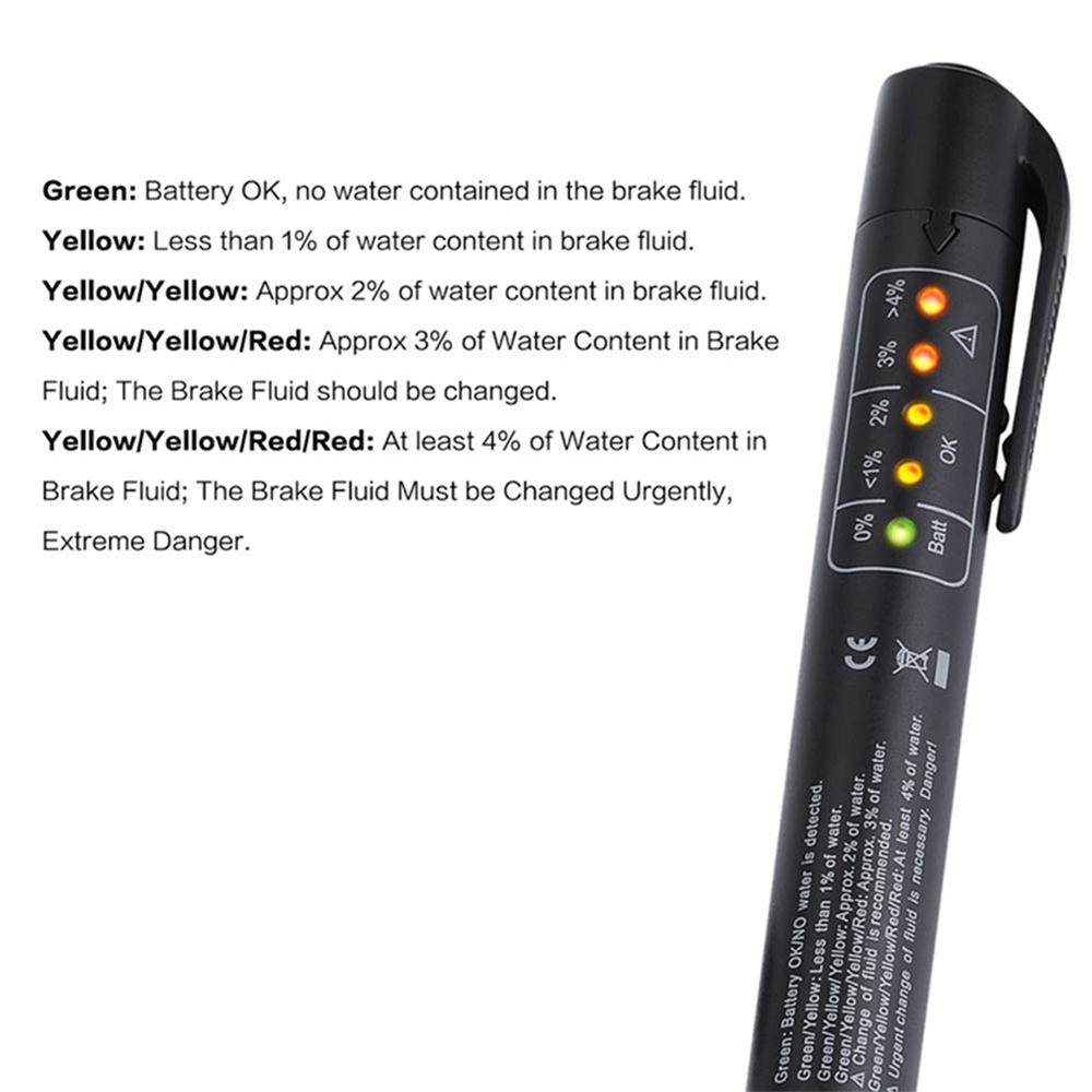 1PCS Brake Fluid Test Pen, Auto Brake Diagnostic Tester Tool, Brake Fluid Fluid Oil Test Analysis Tool with Five LED Indicators,DOT3 /4/5