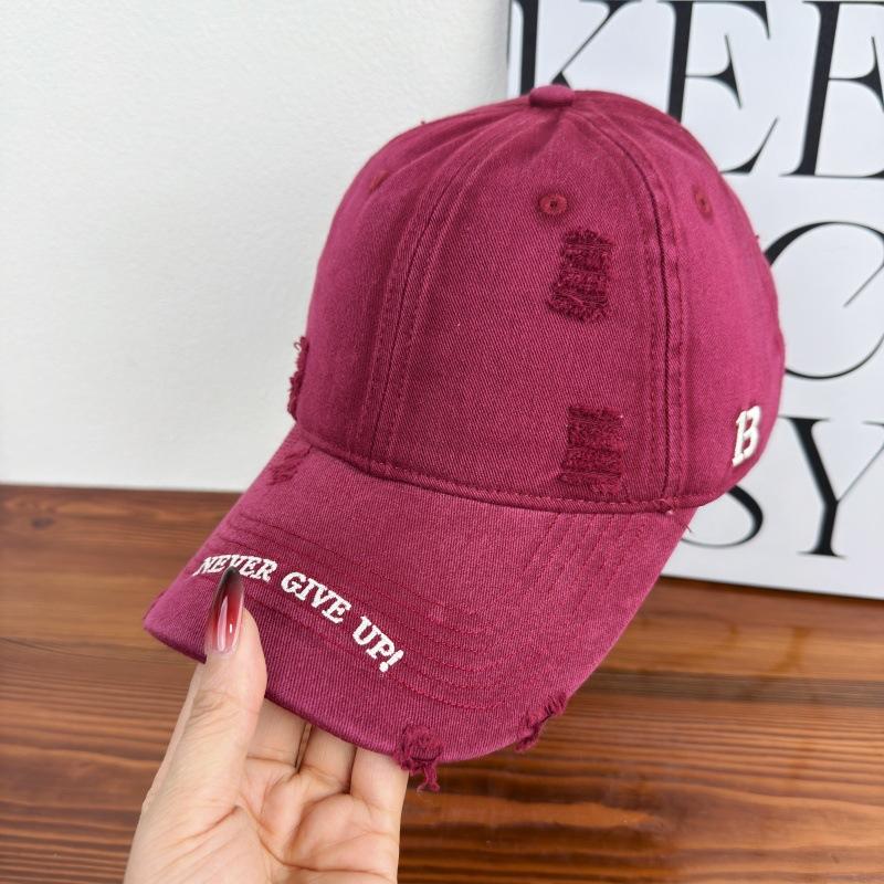 Spring And Summer Soft Top Washed American Ripped Baseball Cap Male And Female Alphabet Embroidered Cap Sun Hat