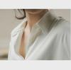 White Women's Retro Hong Kong Style Loose Satin Drape Shirt