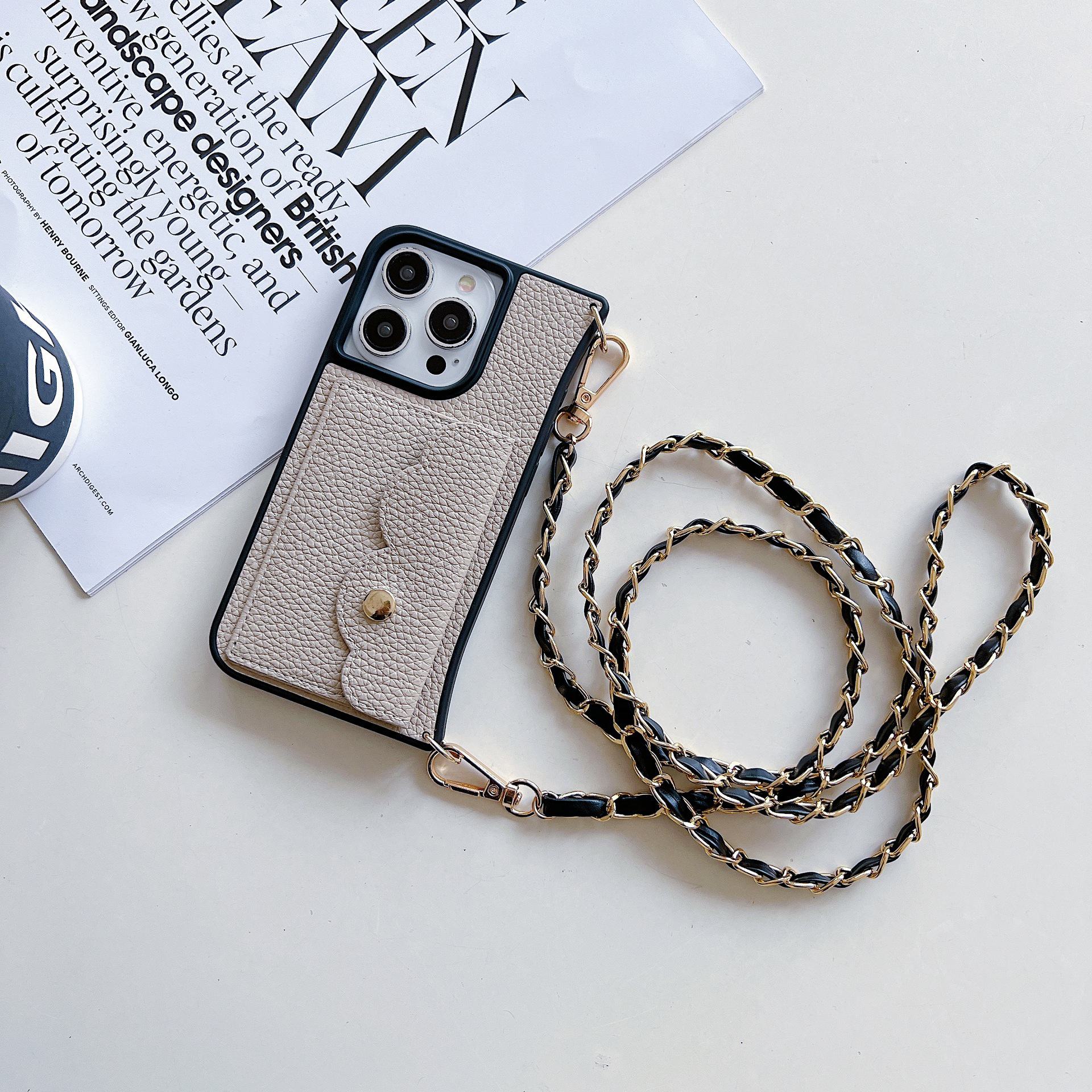 

Шкіряний чохол для iPhone 16 ProMax зі шнурком Crossbody - слот для карток, захист від падіння, захисний iPhone 14/13